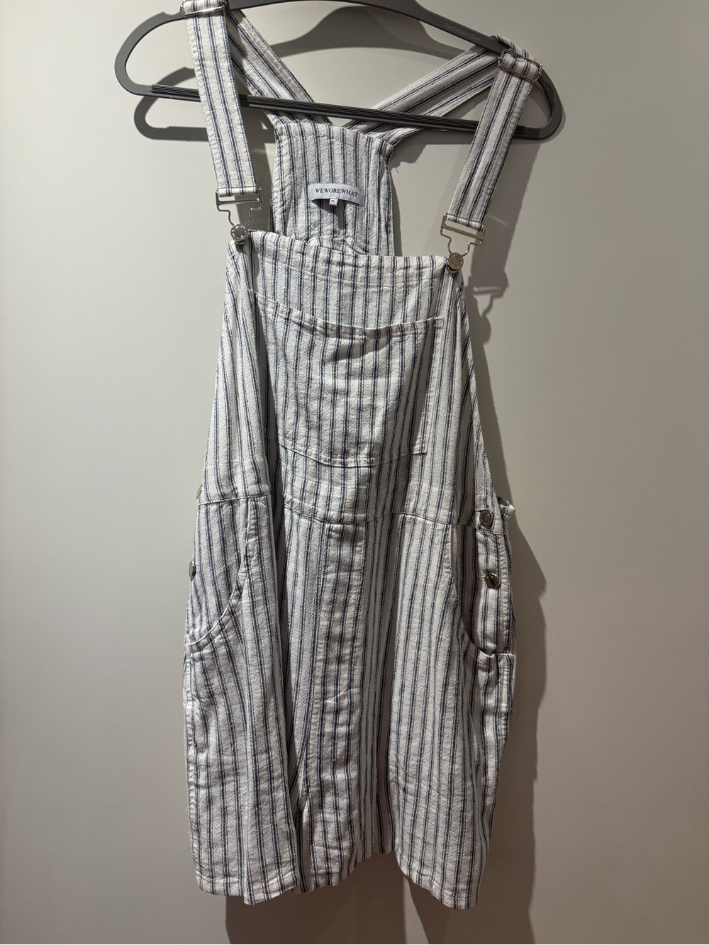 WeWoreWhat Cream & Navy Overalls